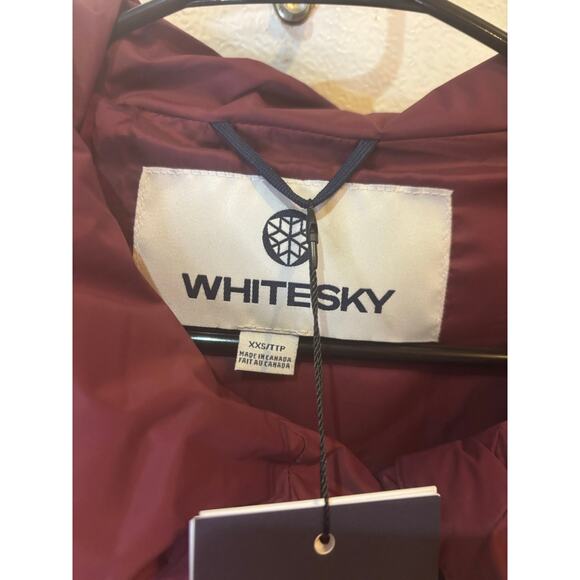 Whitesky Assymetrical Zip Maroon Goose Down Ski Winter Jacket NWT Size XXS - Picture 2 of 7